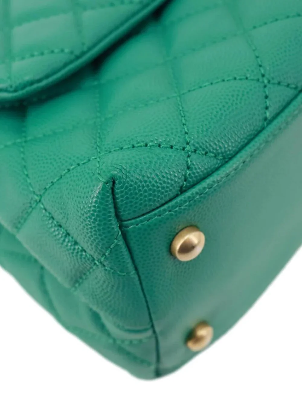Chanel  Coco Handle Flap Small Quilted Caviar Leather Crossbody Bag Green